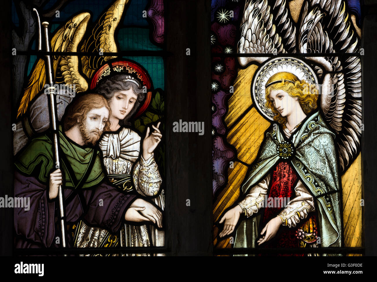 Stained glass in St. Mary`s Church, Grafton Regis, Northamptonshire